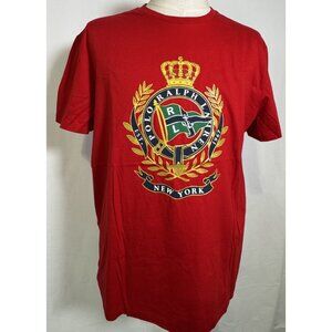 New Polo Ralph Lauren New York Red Cotton Gold Crest Crown Logo NYC Mens Sz XL